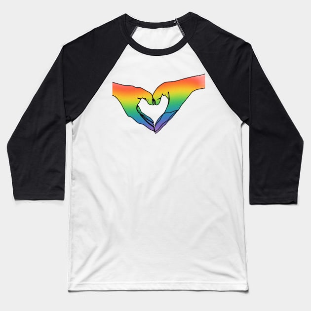 Rainbow Heart Hands Baseball T-Shirt by ThePureAudacity